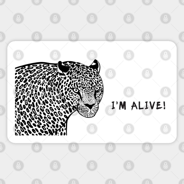 Amur Leopard - I'm Alive - meaningful animal design - light colors Sticker by Green Paladin